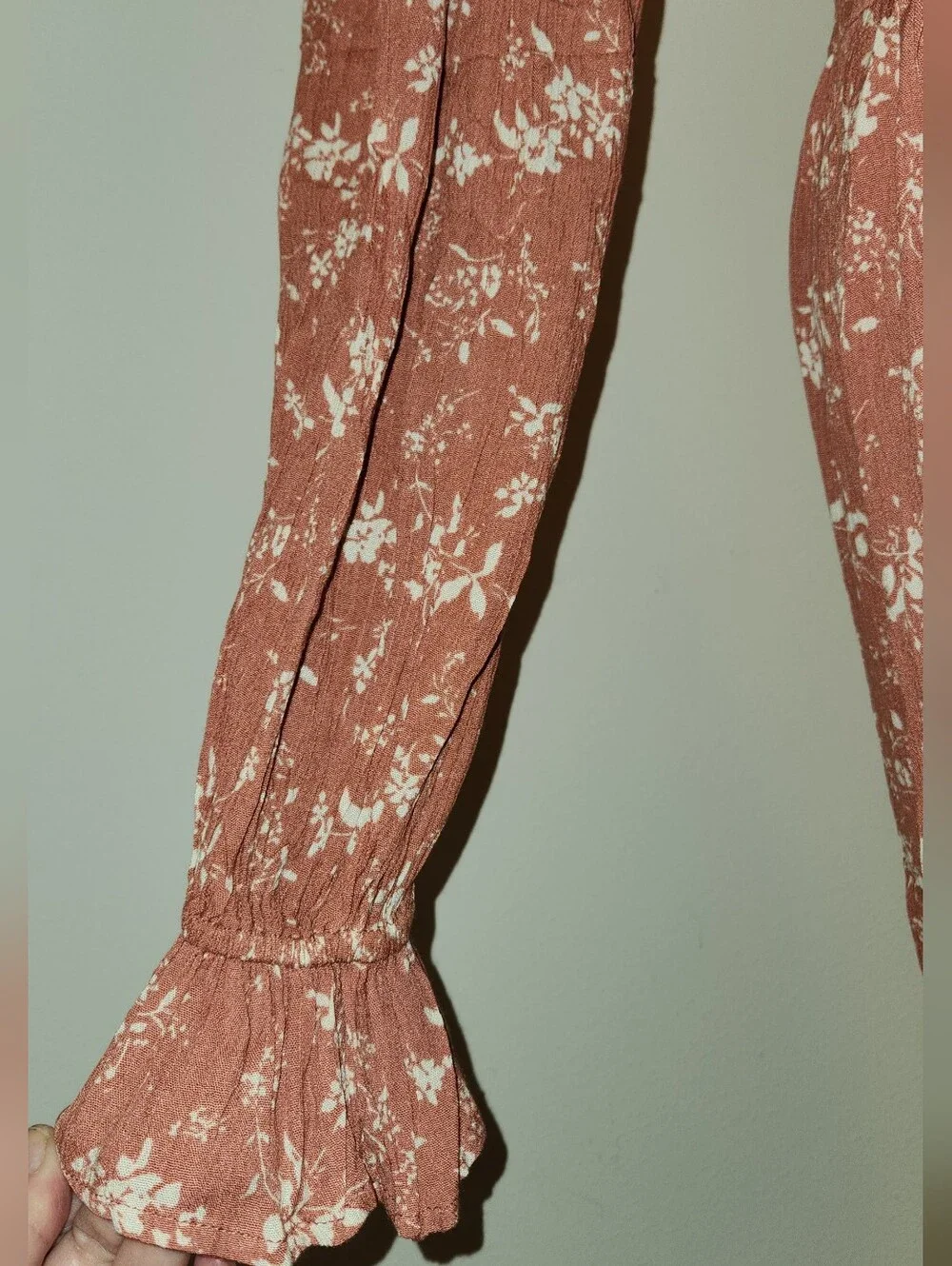 Promesa Rust Floral V-Neck Long Sleeve Midi Dress - Picture 4 of 6